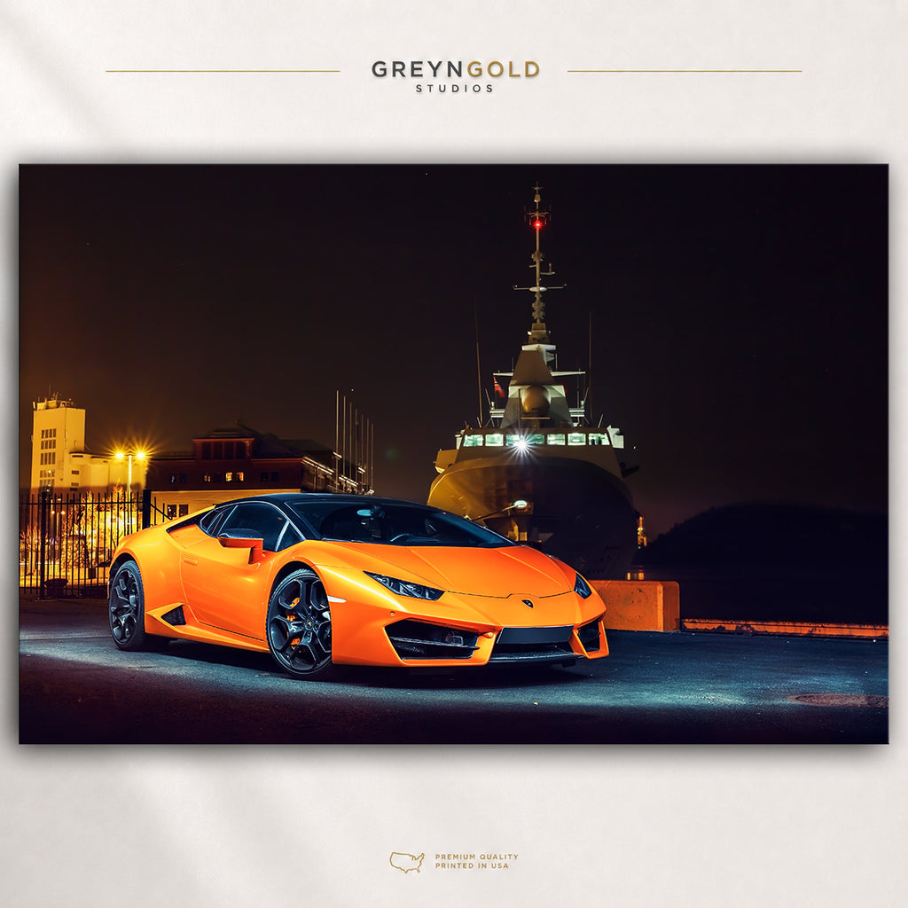 Lamborghini Huracan LP580 Italian Supercar Poster Wall Art - Exotic Luxury Sports Car Print, Racing Car Decor, Automotive Artwork, Garage Man Cave Boys Bedroom Decor Premium Poster Print - Pick Size