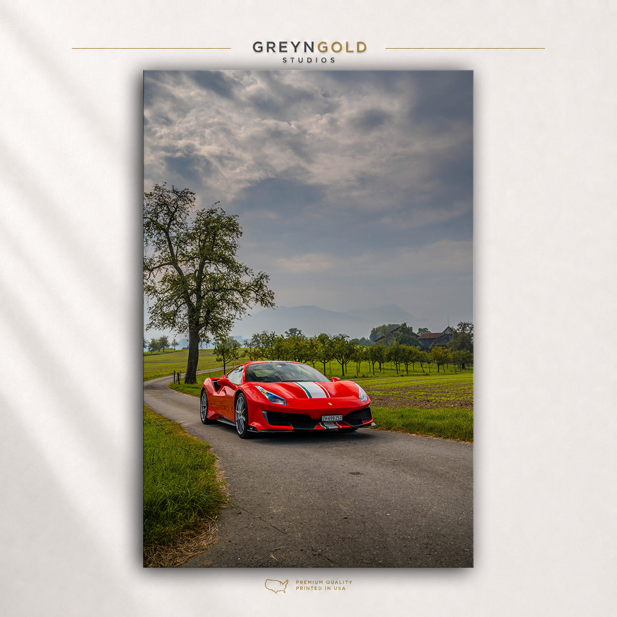 Red Ferrari Supercar Wall Art Poster – Italian Sports Car Print, Luxury Automotive Decor, Racing Car Wall Art, Garage Man Cave Premium Poster Print - Pick Size