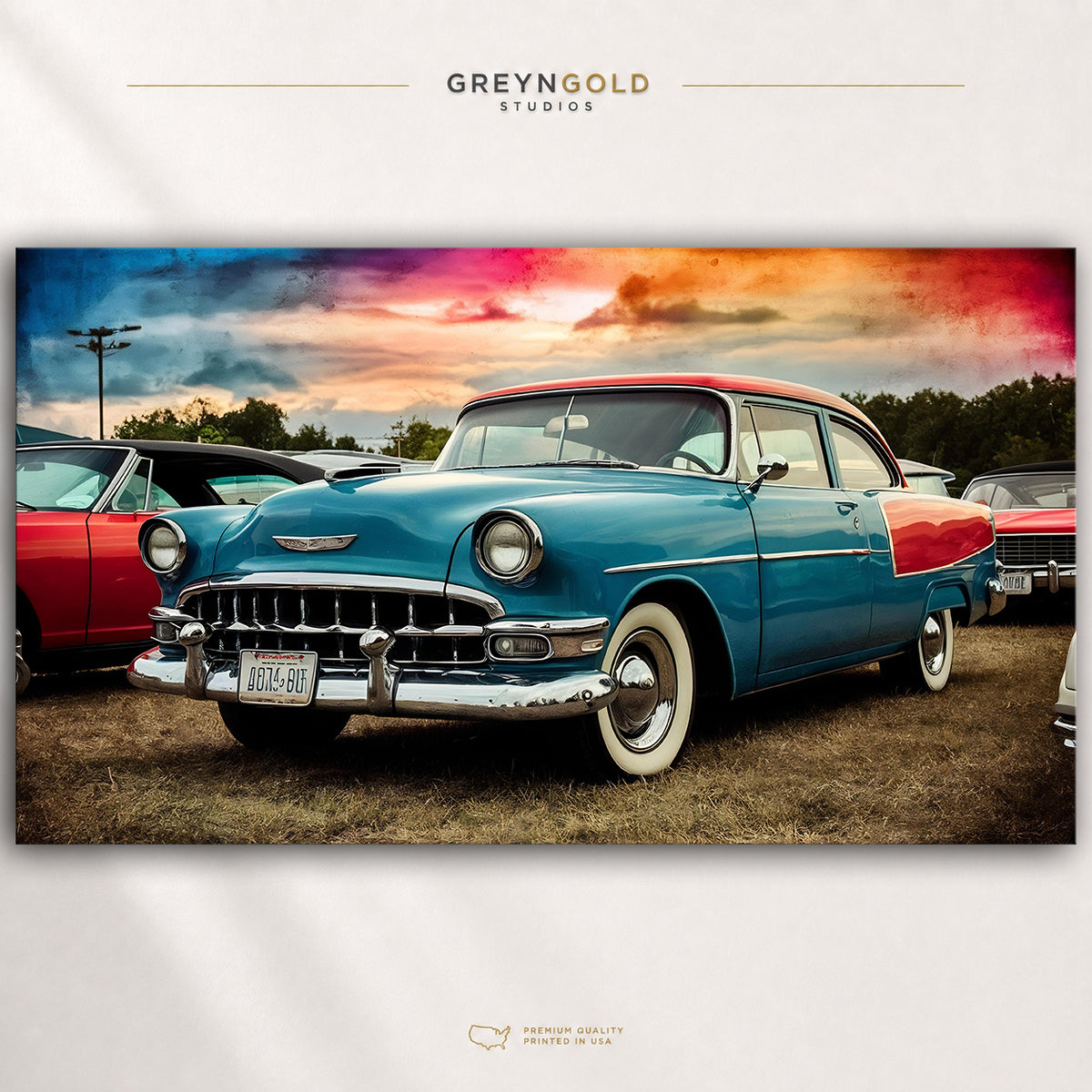 Vintage 1950s Car Poster – Classic American Automobile Wall Art & Retro Garage Decor Premium Poster Print - Pick Size