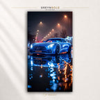 Mercedes-Benz AMG GT Wall Art Poster – Blue Luxury Sports Car Print, Night City Automotive Artwork, German Supercar Garage Decor, Man Cave & Bedroom Wall Art Premium Poster Print - Pick Size