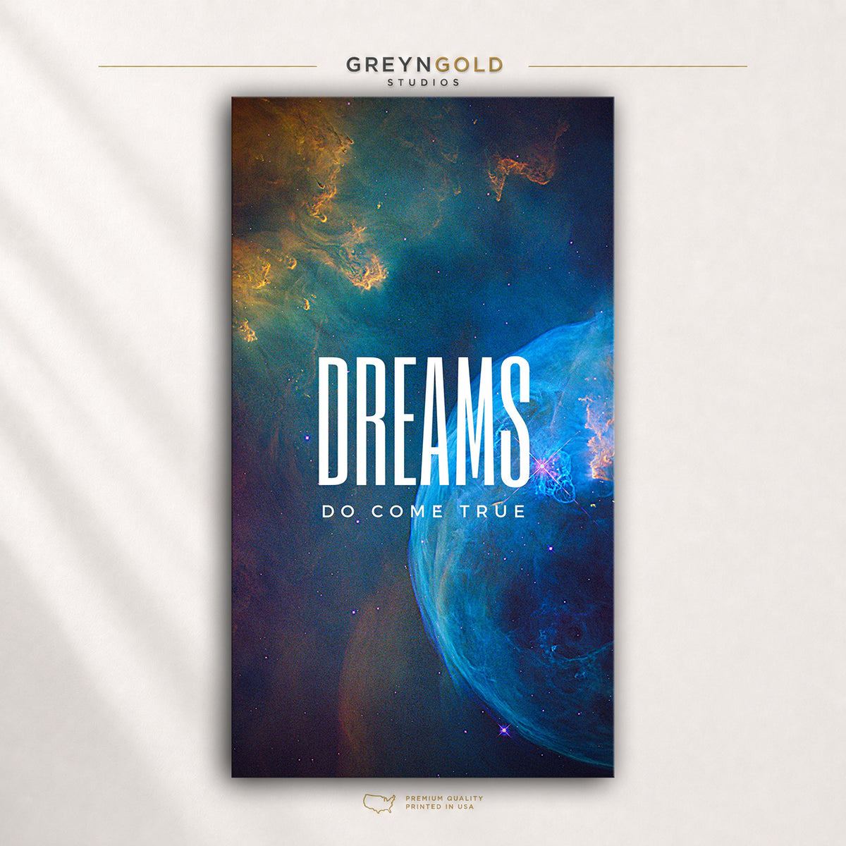 Dreams Come True Positive Mindset Motivational Poster – Inspirational Wall Art for Office, Home Gym, Bedroom & Business Decor Premium Poster Print - Pick Size