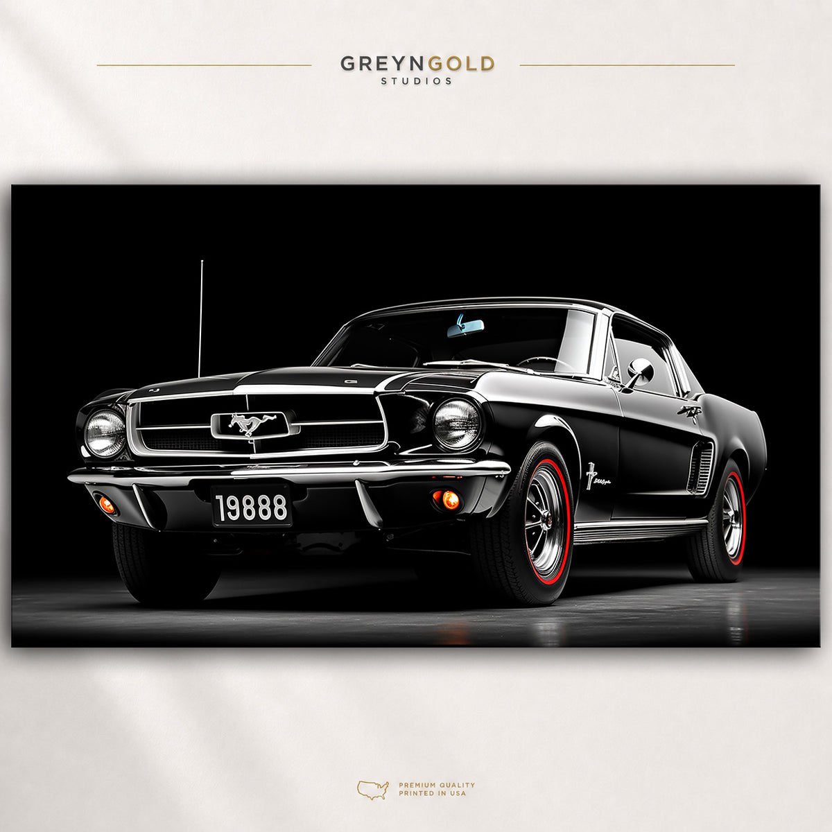 Black Ford Mustang Poster – Classic American Muscle Car Wall Art, Vintage Automotive Print, Garage & Man Cave Decor Premium Poster Print - Pick Size