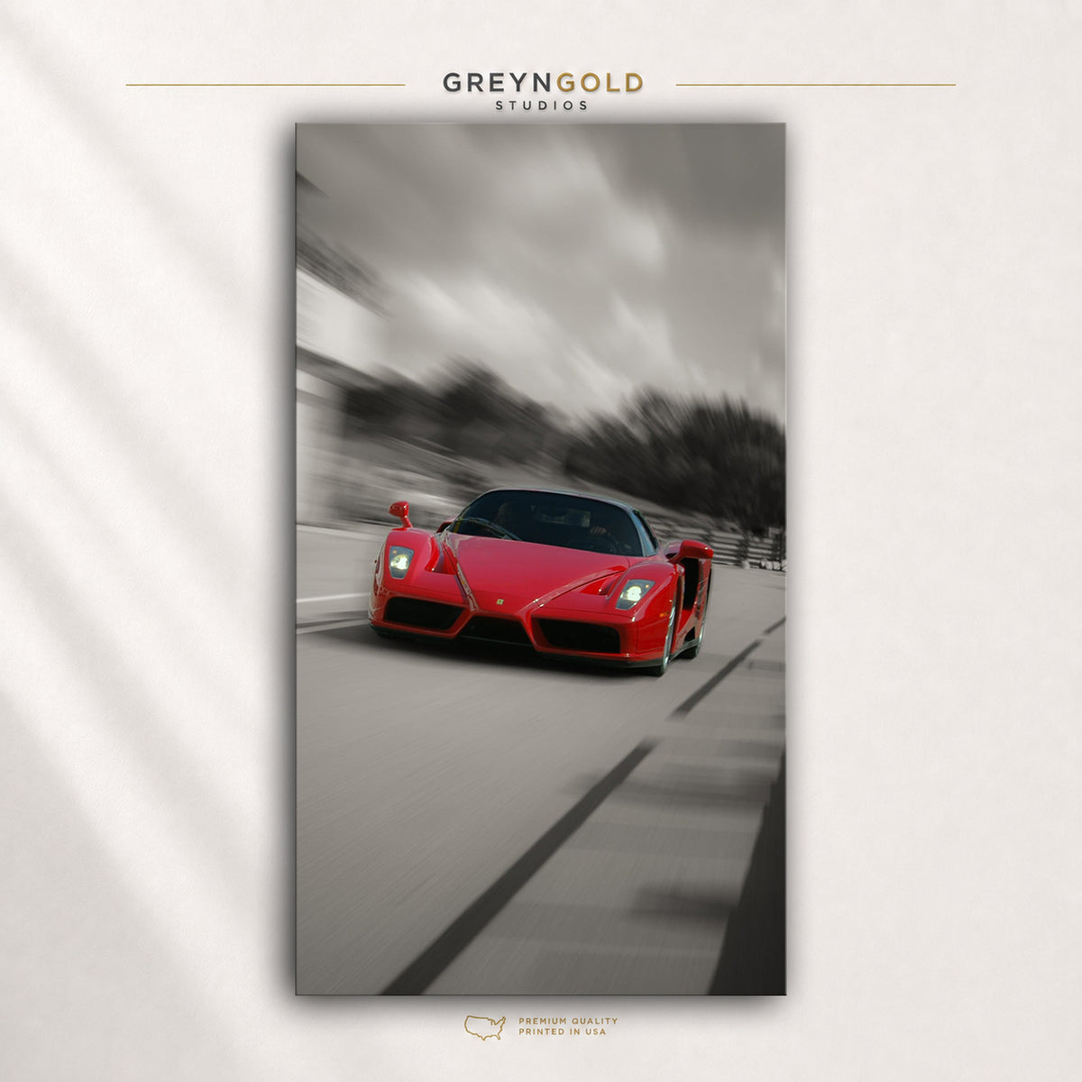Red Ferrari Car Poster – Supercar Wall Art, Italian Exotic Sports Car Print, Luxury Garage Decor, Racing Automotive Poster, Car Lover Gift Premium Poster Print - Pick Size