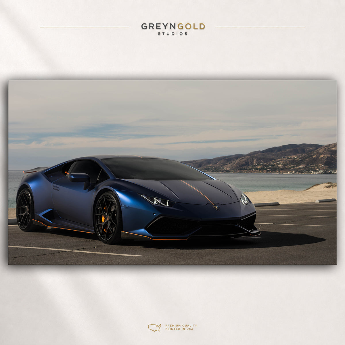 Lamborghini Huracán Italian Supercar Wall Art - Blue Exotic Sports Car Print, Luxury Automotive Decor, Racing Car Poster, Garage Man Cave Art Premium Poster Print - Pick Size