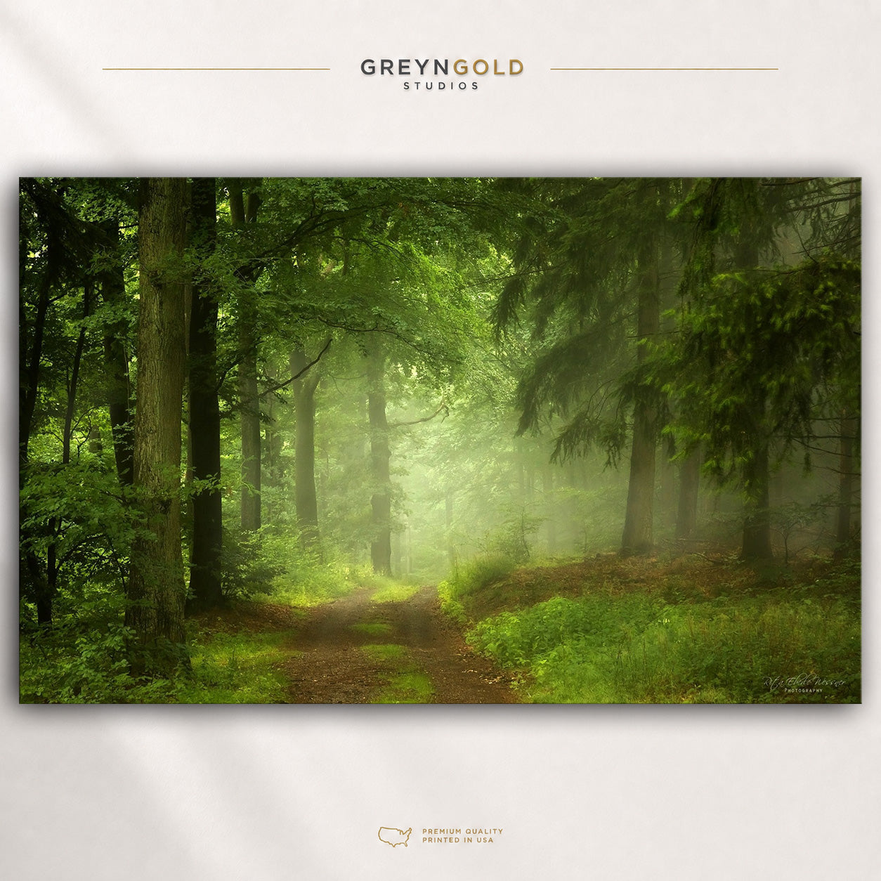 Misty Forest Poster - Green Woodland Wall Art, Nature Print, Foggy Forest Decor, Wilderness Wall Art, Cabin Bedroom Poster Premium Poster Print - Pick Size