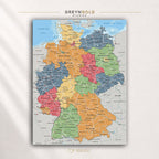 Detailed Germany Map Wall Art Poster – German States & Cities Map, Educational Europe Travel Map, Classroom Learning Poster, Kids Study Room Art Premium Poster Print - Pick Size (Copy)