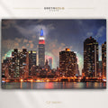 New York Night City Skyline Wall Art Poster – City Lights Urban Print, Modern Architecture Wall Decor Urban Home & Office Decor Premium Poster Print - Pick Size