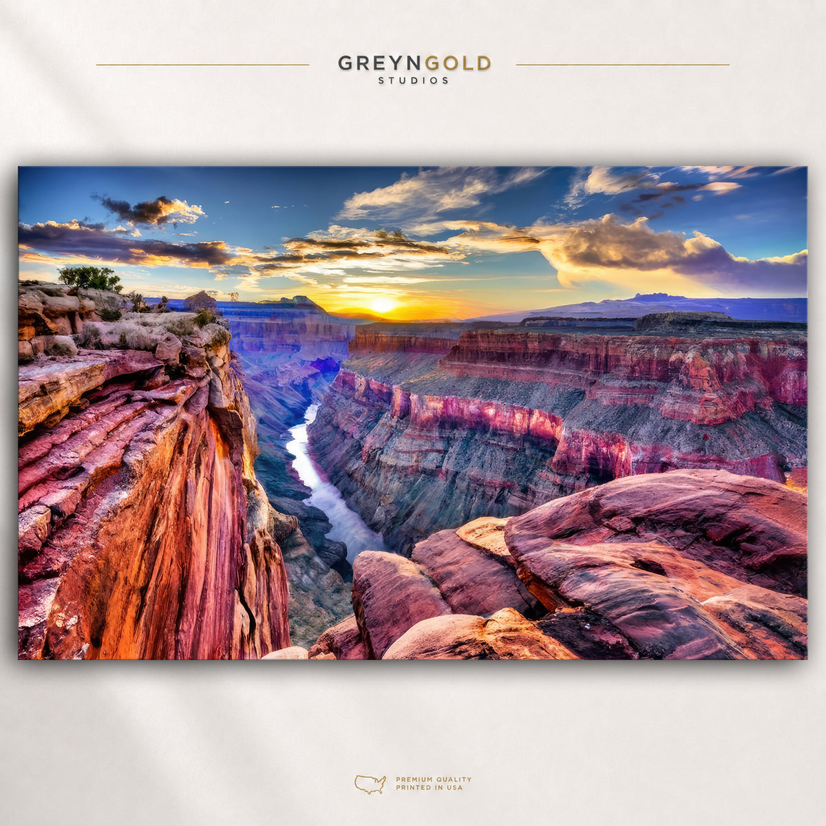 Grand Canyon National Park Poster – Arizona USA Wall Art, Vintage Travel Print, Sunset Nature Wall Decor Premium Poster Print - Pick Size