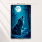 Howling Wolf Wildlife Wall Art Poster - Wildlife Print, Blue Night Nature Artwork, Safari Animal Decor, Modern Living Room Office Wall Art Premium Poster Print - Pick Size