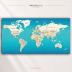 Political World Map Wall Art Poster – Detailed Countries & Continents Geography Map, Educational World Atlas Print, Classroom School Decor, Office Travel Wall Art, Kids Learning Poster Premium Poster Print - Pick Size