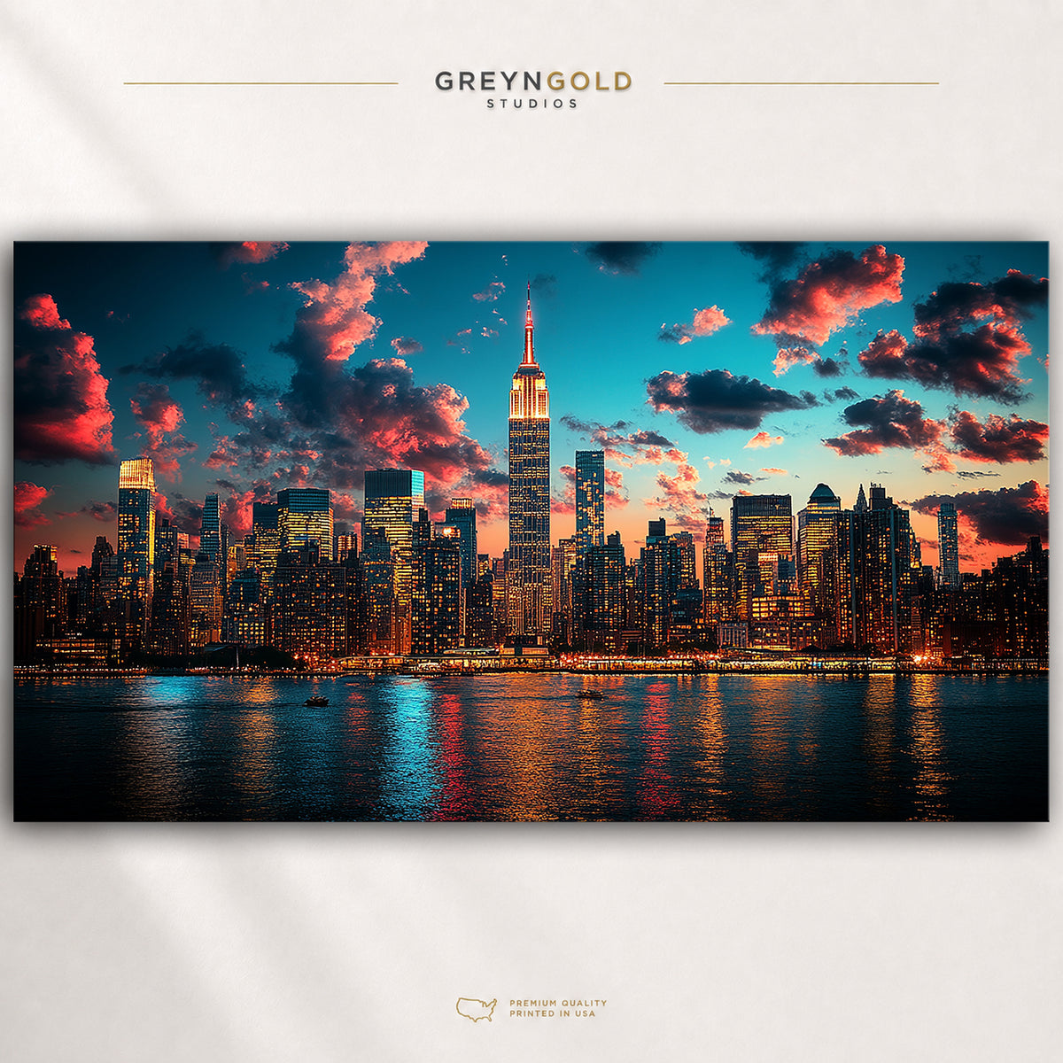 New York Luxury City Skyline Wall Art Poster – Modern Metropolitan Architecture Print, Elegant Urban Home Decor Premium Poster Print - Pick Size
