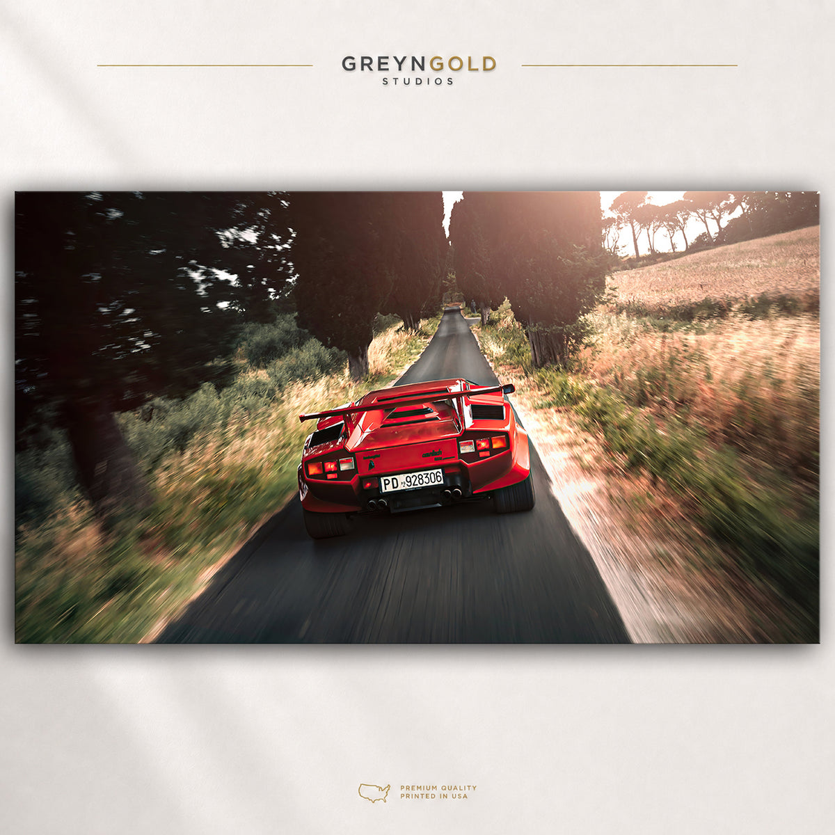 Red Lamborghini Countach Italian Supercar Poster - Classic Sports Car Wall Art, Exotic Car Print, Retro Automotive Decor, Garage Man Cave Art Premium Poster Print - Pick Size
