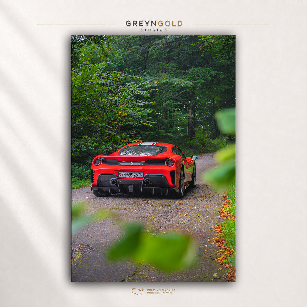 Red Ferrari Super Car Wall Art – Luxury Sports Car Poster, Italian Automotive Print, Exotic Racing Car Decor, Garage Bedroom Man Cave Art Premium Poster Print - Pick Size