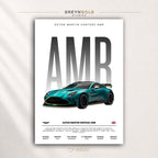 Aston Martin Vantage AMR British Sports Car Wall Art - Luxury Supercar Specification Print, Racing Automotive Decor, Garage Man Cave Car Art Premium Poster Print - Pick Size