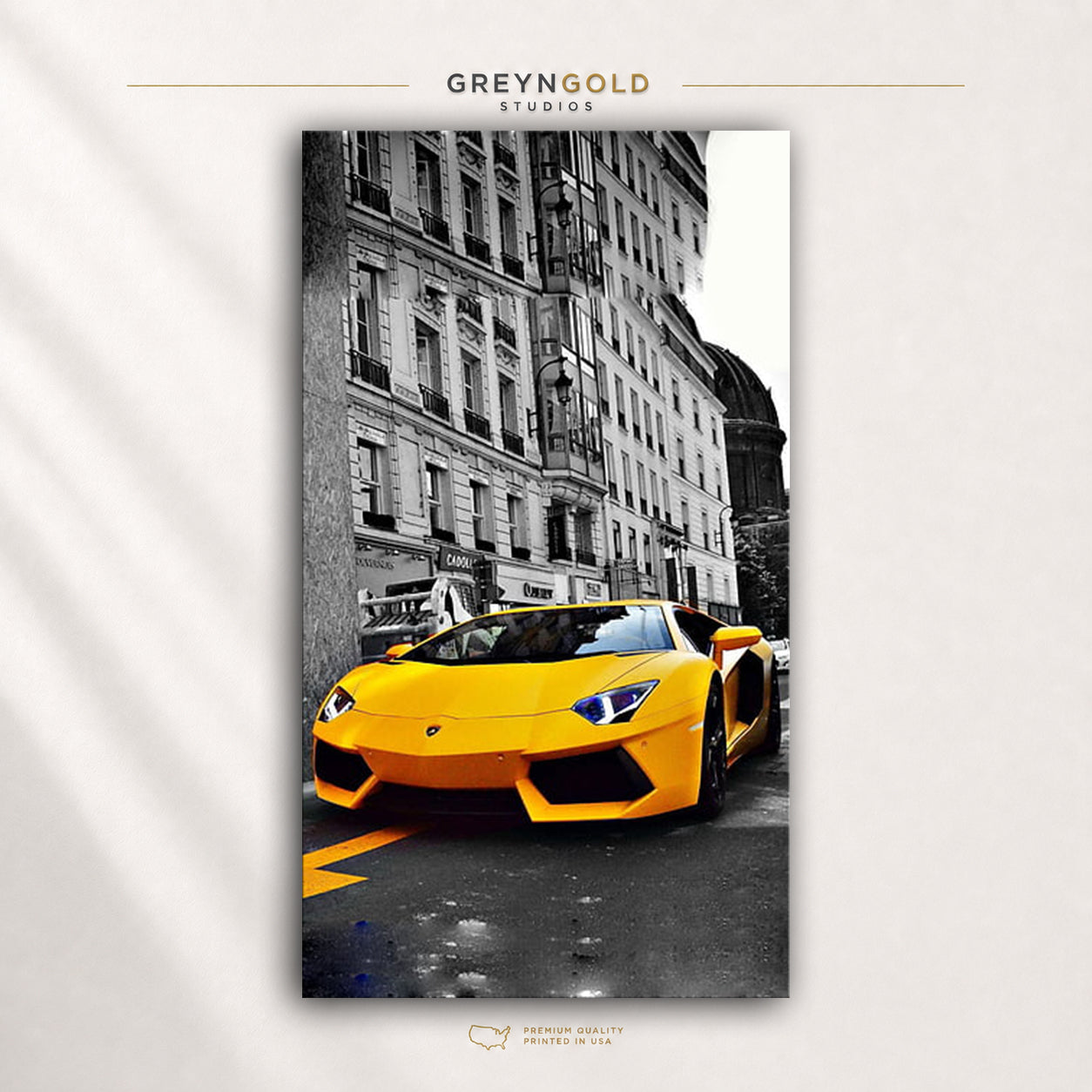 Yellow Lamborghini Aventador Supercar Wall Art - Exotic Italian Sports Car Print, Luxury Automotive Decor, Racing Garage Art, Man Cave Premium Poster Print - Pick Size