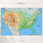 USA Map Poster Wall Art – United States Educational Map, American Geography Print, States & Cities Classroom Decor, Kids Learning Poster Premium Poster Print - Pick Size