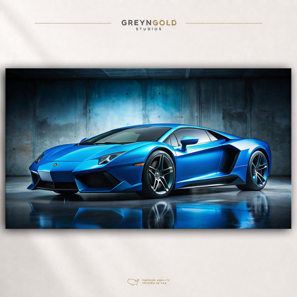 Lamborghini Aventador Blue Supercar Poster - Exotic Sports Car Wall Art, Luxury Performance Car Print, Modern Automotive Decor, Racing Garage Art, Man Cave Premium Poster Print - Pick Size