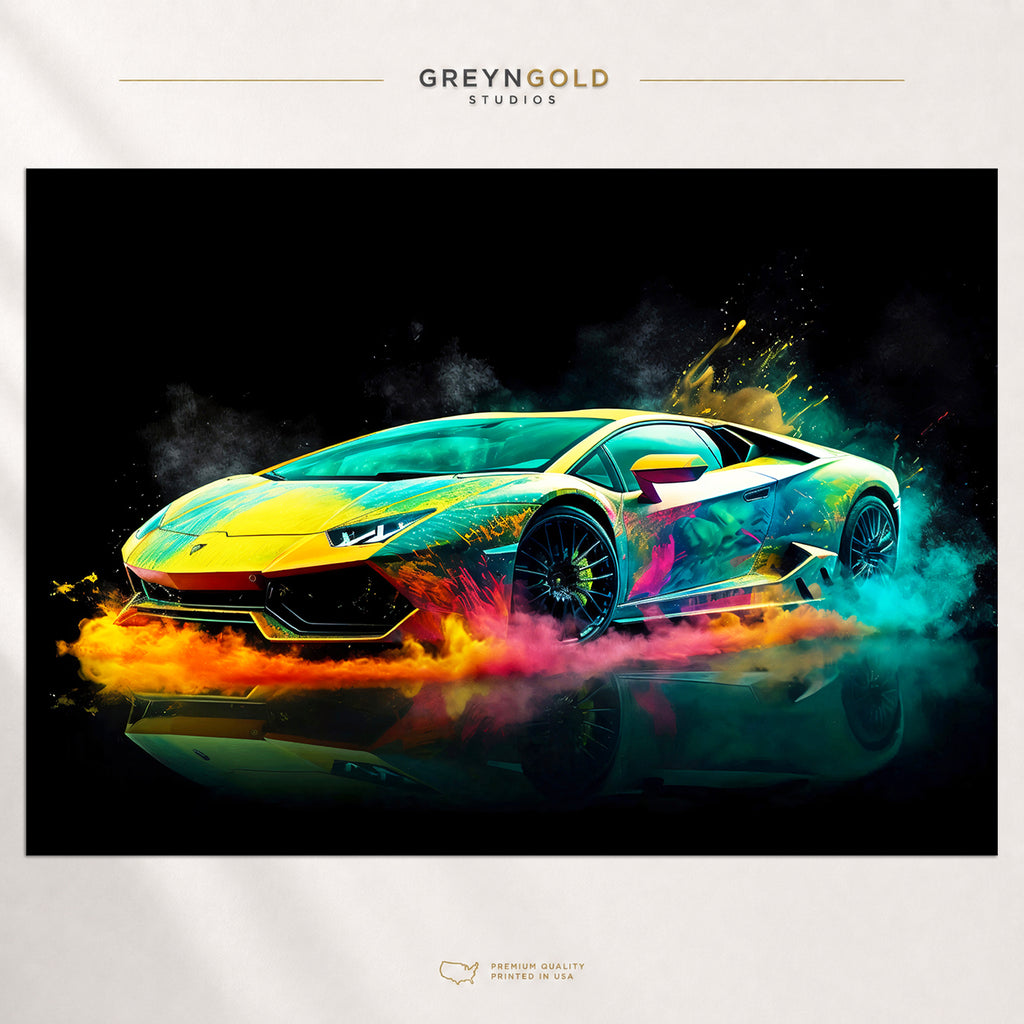Lamborghini Car Luxury Sports Car, Garage Man Cave & Car Lover Gift Premium Poster Print - Pick Size