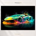 Lamborghini Car Luxury Sports Car, Garage Man Cave & Car Lover Gift Premium Poster Print - Pick Size