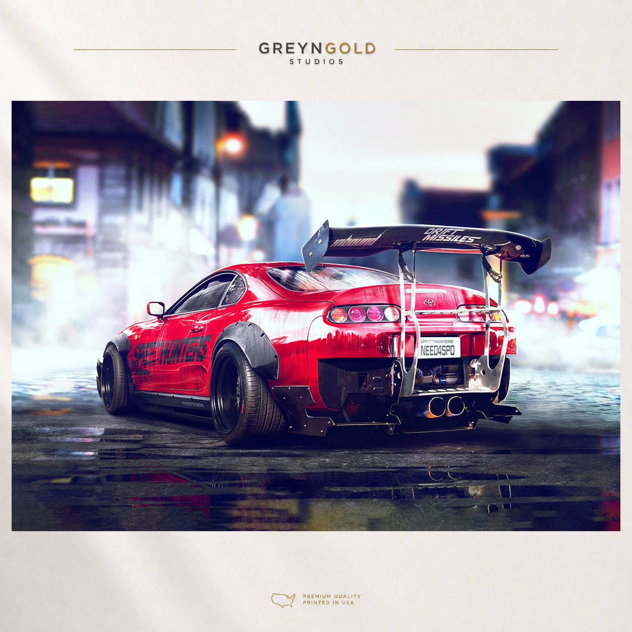 Toyota Supra Supercar Poster Wall Art – Red Luxury Sports Car Premium Poster Print - Pick Size