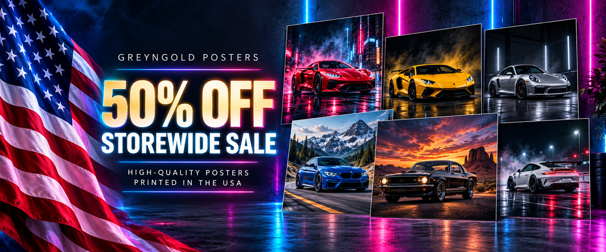 ICONIC CARS, PREMIUM PRINT QUALITY, PRINTED IN USA WITH FREE SHIPPING